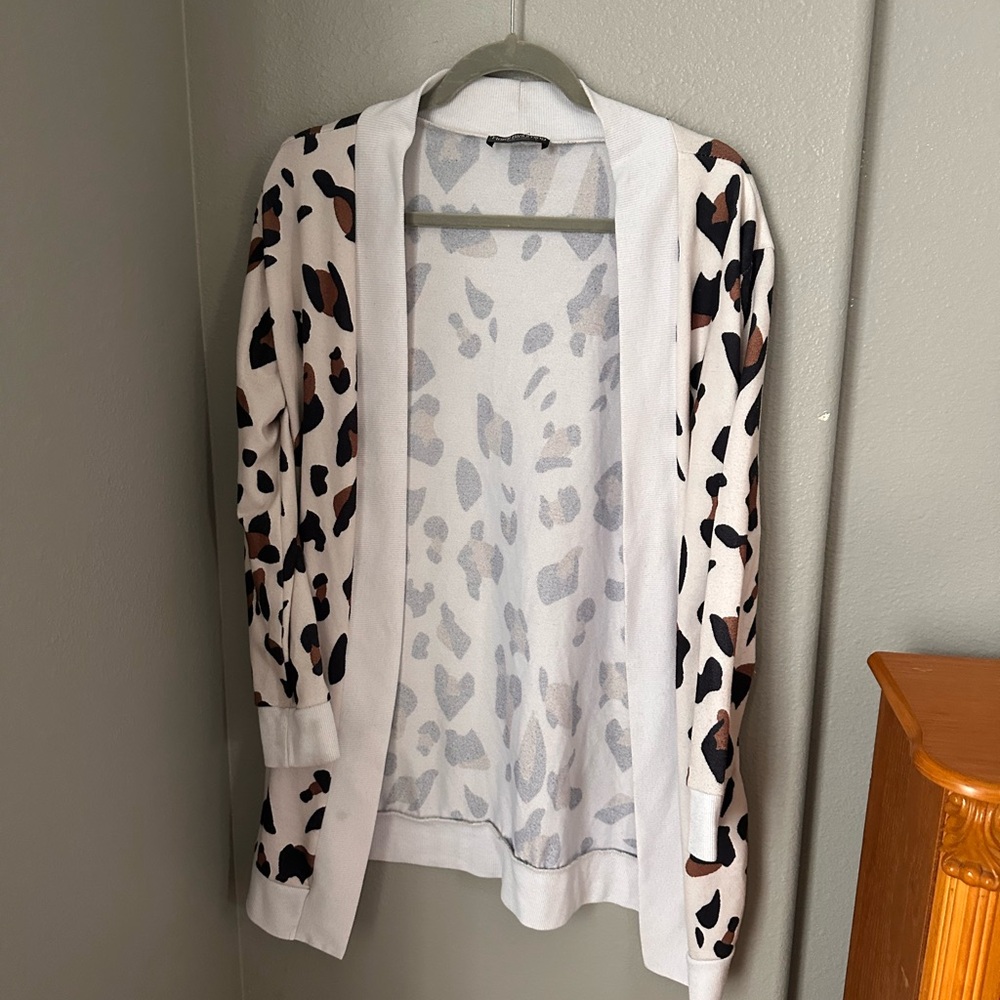 Ing Animal Print Open Cardigan - Black and Brown